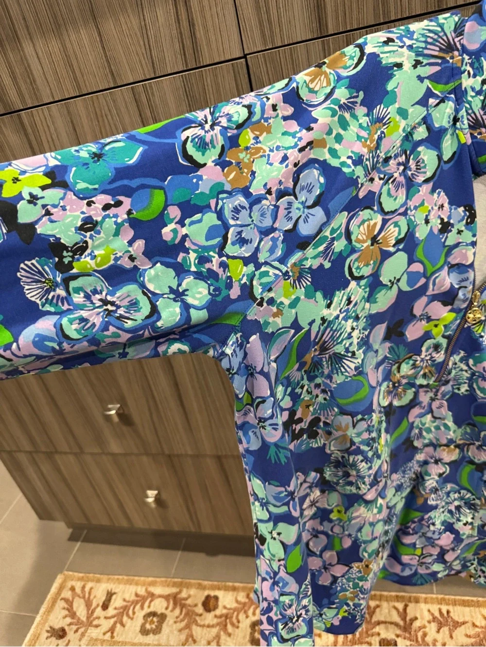 Lilly Pulitzer Blue Multi Floral Quarter-Zip Jacket